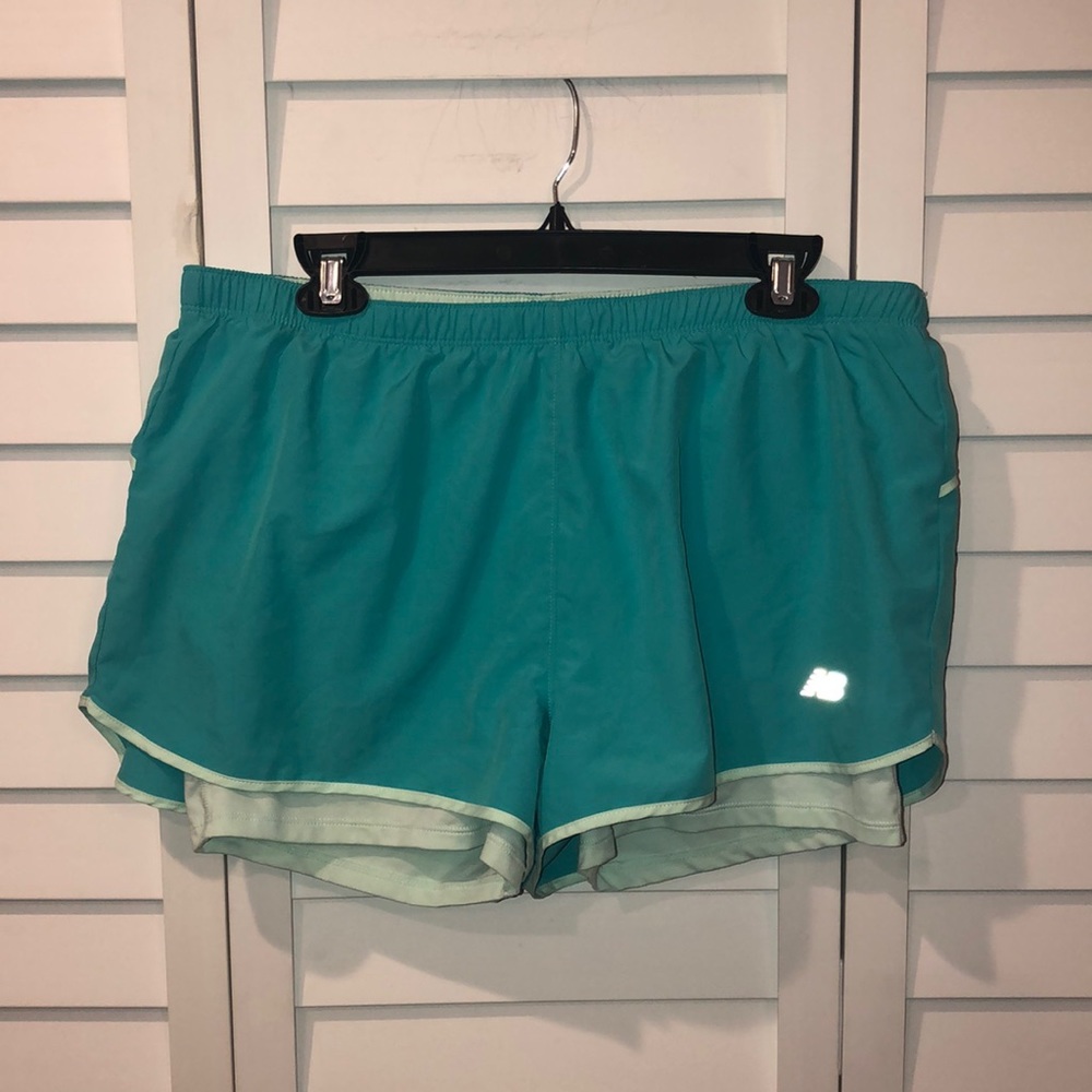 New balance aquablue green workout athletic shorts
